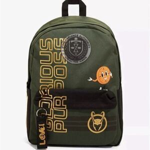 NWT Marvel Loki Glorious Purpose Backpack Bag Green 12.5" x 5.5"x 16.5"